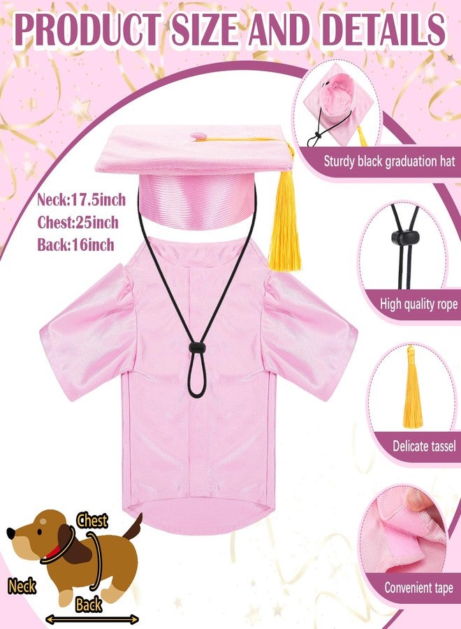 Bunnycool Dog Graduation Cap and Gown 2026 Washable Pet Graduation Costume for Dog Cat Shirt and Hat(Traditional,Pink,M) - Image 2