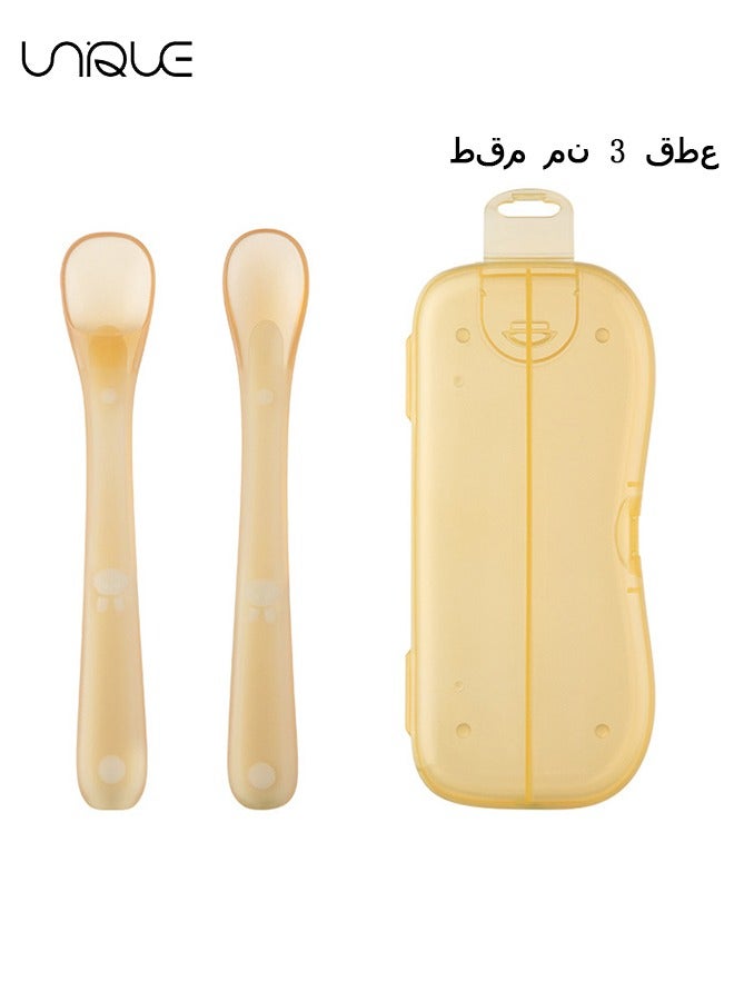 Unique 2Pcs Silicone Baby Spoons, Baby Essentials, Baby Spoons, Travel Set, Baby Gifts, （Nano Color + Box）  - Image 1