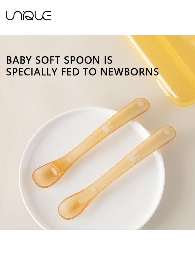 Unique 2Pcs Silicone Baby Spoons, Baby Essentials, Baby Spoons, Travel Set, Baby Gifts, （Nano Color + Box）  - Image 3