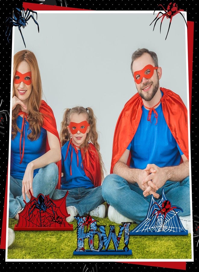Yuntau 6 Pcs Spider Birthday Party Decorations Spider Wooden Table Decorations Happy Birthday Table Centerpiece Sign for Boy - Image 2