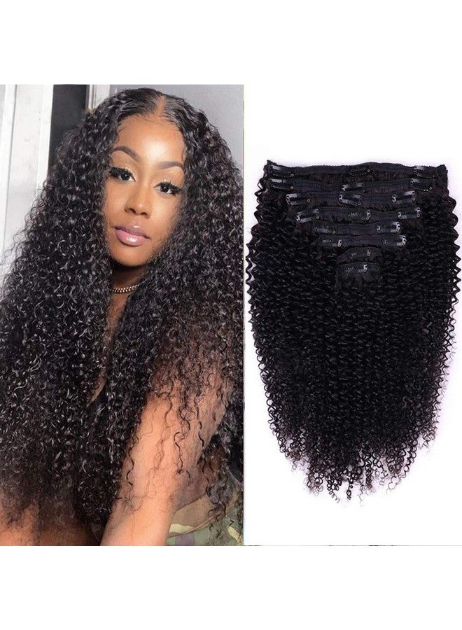 Cecycocy Kinky Curly Clip In Hair Extensions Human Hair For Black Women 8Pcs 18Clips Double Weft Brazilian Remy Human Hair 3C 4A Clip In Extensions Thick To Ends 120G/4.2Oz Natural Black (22 Inch) - Image 2