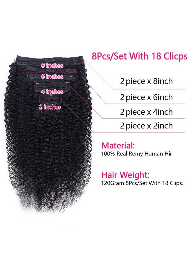Cecycocy Kinky Curly Clip In Hair Extensions Human Hair For Black Women 8Pcs 18Clips Double Weft Brazilian Remy Human Hair 3C 4A Clip In Extensions Thick To Ends 120G/4.2Oz Natural Black (22 Inch) - Image 5
