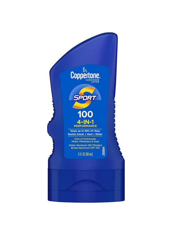 Coppertone SPORT Sunscreen SPF 100 Lotion, Water Resistant Sunscreen, Body Travel Size 3 Fl Oz - Image 1