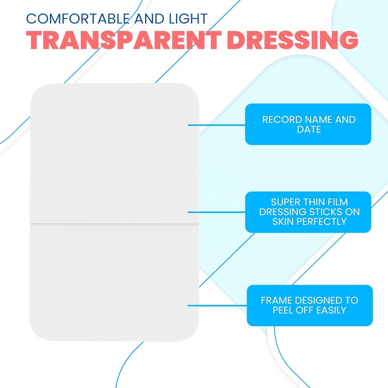 Houseables Waterproof Bandages Transparent Film Dressing Waterproof Bandages Post Surgical Wound Covers for Showering Swimming Tattoo Cover After Surgery Protector Clear Large 8x12 10 Pack - Image 4