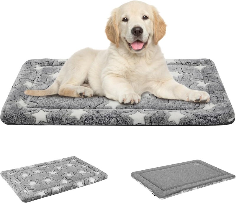 EMPSIGN Dog Crate Pad - Reversible Kennel Mat (Cool & Warm), Machine Washable, Cozy Star Pattern Sleeping Pad for Small Medium Large Dogs, All-Season Pet Bed, Suitable for 30"x20" Dog Crate, Grey - Image 1