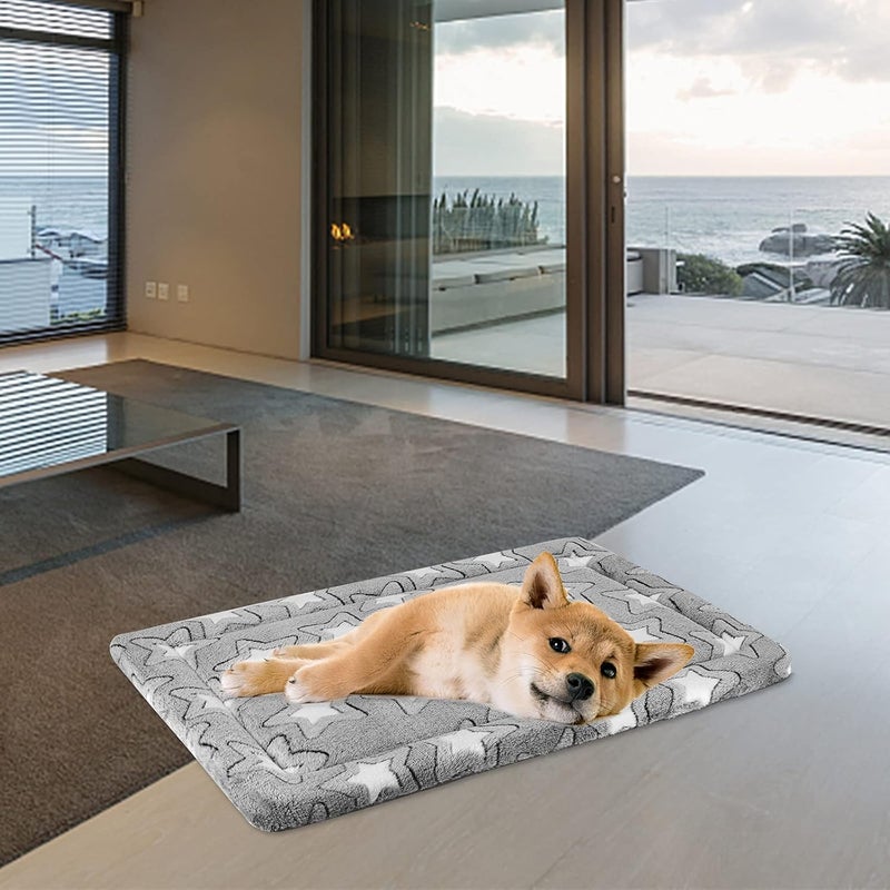EMPSIGN Dog Crate Pad - Reversible Kennel Mat (Cool & Warm), Machine Washable, Cozy Star Pattern Sleeping Pad for Small Medium Large Dogs, All-Season Pet Bed, Suitable for 30"x20" Dog Crate, Grey - Image 4
