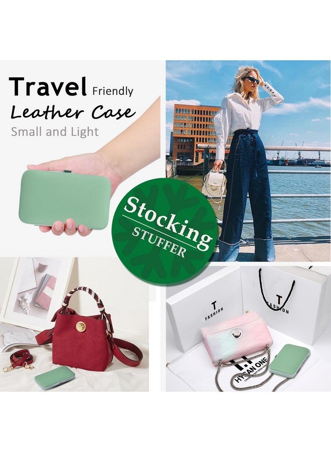 HANTEKAS Manicure Set 10 In 1 Stainless Steel Nail Clippers Scissors Pedicure Tools Kit Portable Travel Grooming Kit For Men And Women With Leather Case (Jade Green) - Image 5