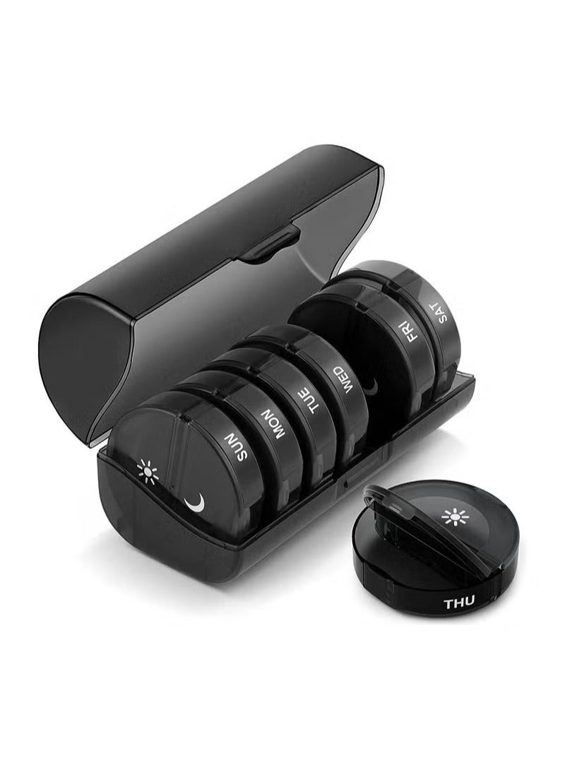 Generic Pill Organizer 2 Times a Day, Weekly AM PM Pill Box, Large Capacity 7 Day Pill Cases for Pills/Vitamin/Fish Oil/Supplements (Black)  - Image 1