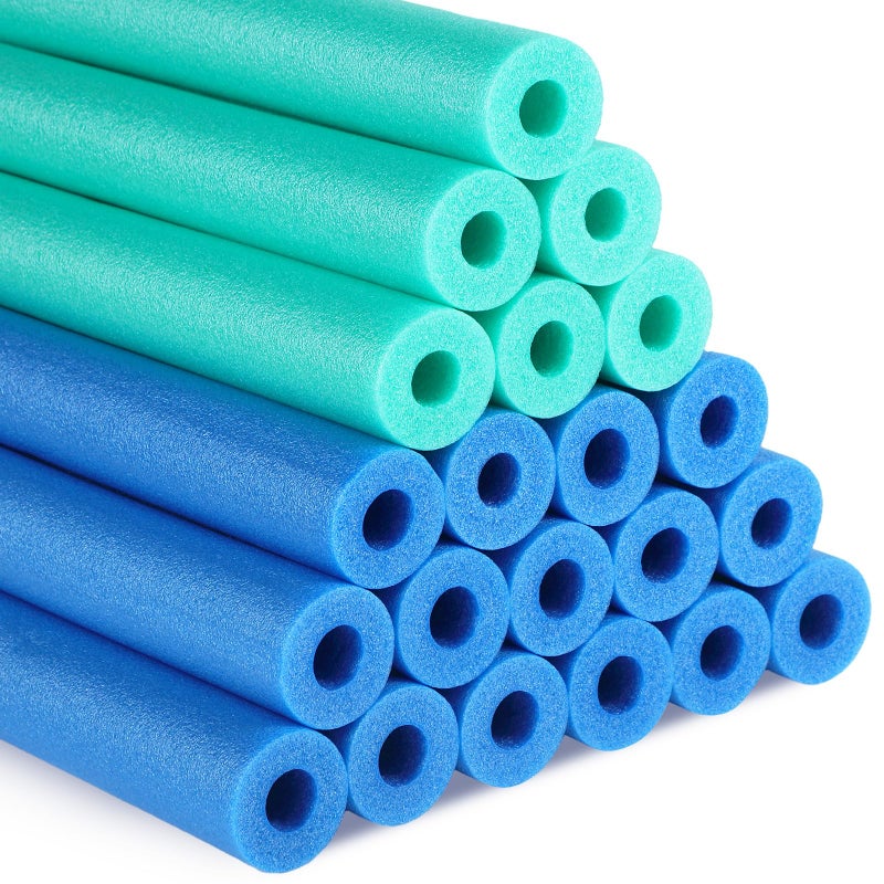 Sratte 30 Pcs Pool Noodles Bulk Jumbo DIY Decorations Heavy Duty Large Foam Swim Water Foam Hollow Noodles for Swimming Floating Craft ProjectsBlue Turquoise Color39 Inch 236 Inch