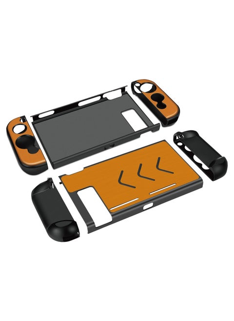 Case Cover for Nintendo Switch Console & Joy-Con Controller - Travel Friendly Aluminum Alloy Hard Shell Protector, Anti-Scratch Shockproof Protective Switch Accessories (Gold)