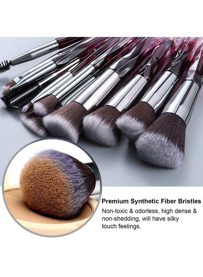 Kingtree 15Pcs Makeup Brushes Professional Purple Crystal Makeup Brush Setpremium Synthetic Bristles Foundation Face Powder Blush Eye Shadow Makeup Brush Kit With Blender Sponge & Brush Cleaner - Image 3