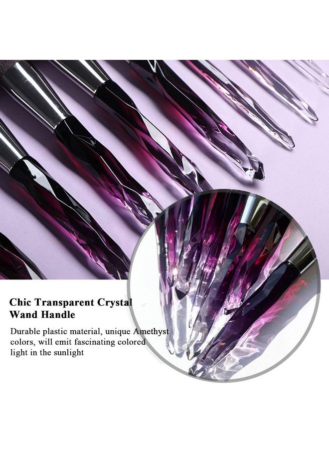Kingtree 15Pcs Makeup Brushes Professional Purple Crystal Makeup Brush Setpremium Synthetic Bristles Foundation Face Powder Blush Eye Shadow Makeup Brush Kit With Blender Sponge & Brush Cleaner - Image 4