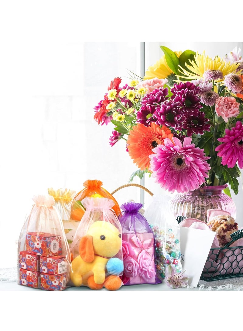 Excefore 100pcs Large Organza Bags 12 x 8 Inch Sheer Mesh Drawstring Gift Packaging Pouch Bags for Wedding Game Party Supplies (Multicolor) - Image 4