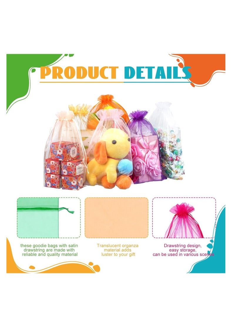 Excefore 100pcs Large Organza Bags 12 x 8 Inch Sheer Mesh Drawstring Gift Packaging Pouch Bags for Wedding Game Party Supplies (Multicolor) - Image 3