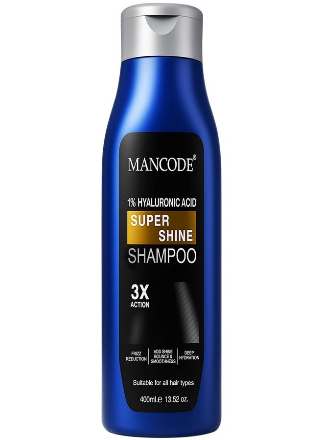 كود الرجل شامبو مانكود سوبر شاين - 400 مل للرجال والنساء - ترطيب عميق ولمعان مكثف مع حمض الهيالورونيك | يقوي وينعم وينعش الشعر الجاف والباهت | تركيبة مغذية خالية من الكبريتات والبارابين - Image 1