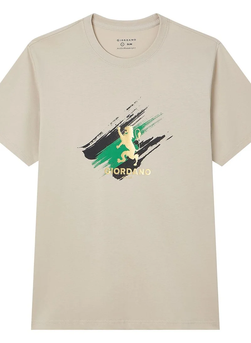جيوردانو Men's Slim Fit Lion Graphic Tee