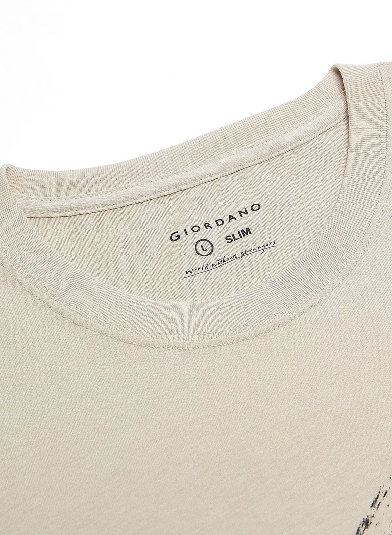 GIORDANO  Men's Slim Fit Lion Graphic Tee for Men | Best Price UAE