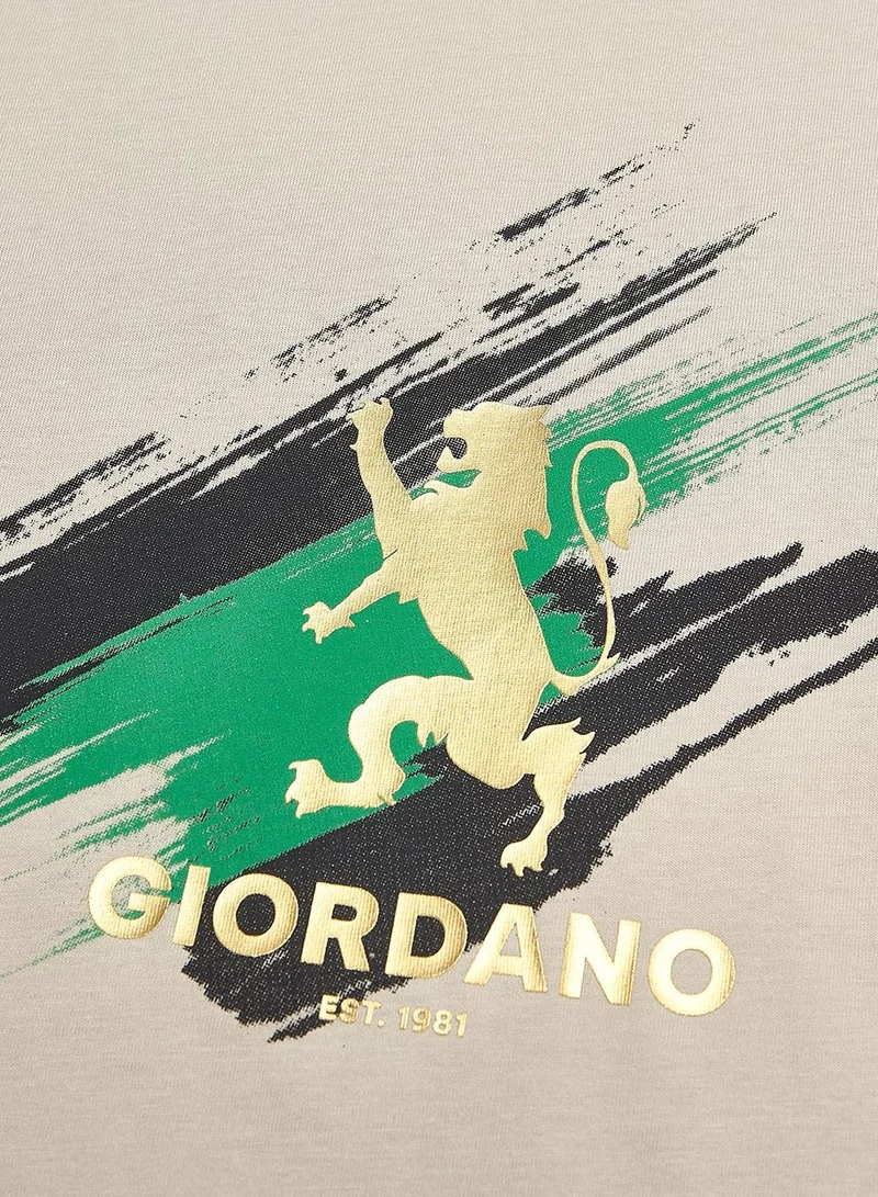 GIORDANO  Men's Slim Fit Lion Graphic Tee for Men | Best Price UAE