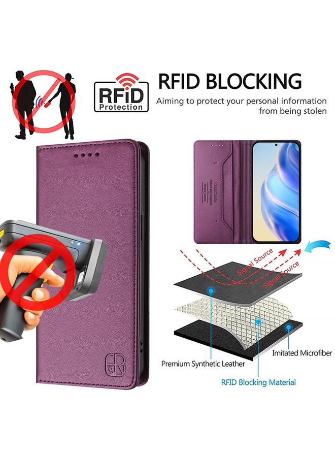 Zaboon Case For Honor Magic7 Pro RC01 Dual-Folded Magnetic Suction RFID Leather Phone Case - Image 5