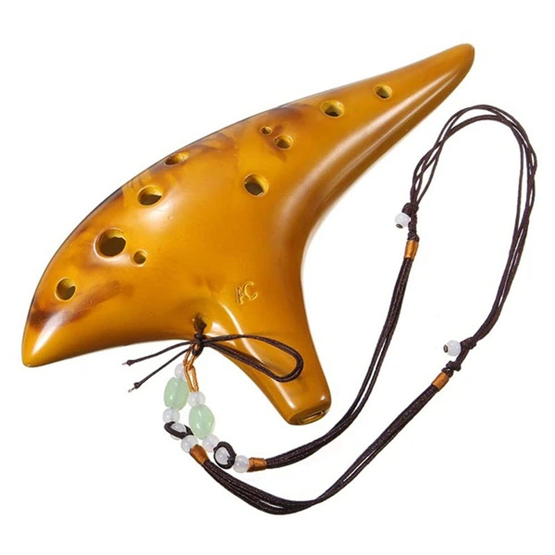 AmiciSound 12 Hole Ocarina Alto C Key Flute Folk Musical Instrument with Wooden Glaze for Professionals(Ocarina for Professionals) - Image 1