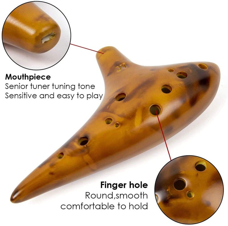 AmiciSound 12 Hole Ocarina Alto C Key Flute Folk Musical Instrument with Wooden Glaze for Professionals(Ocarina for Professionals) - Image 2