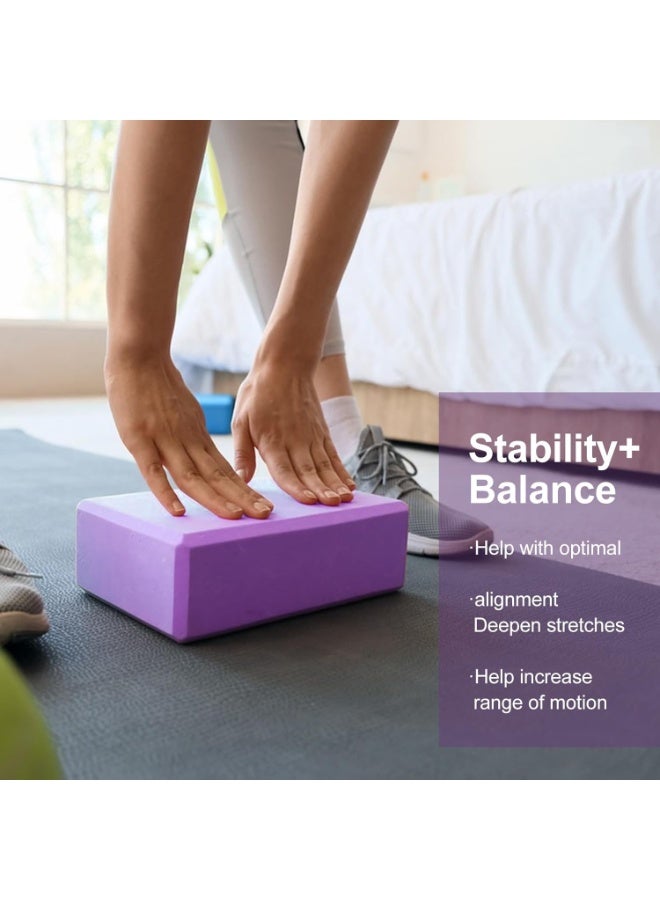 هومستر 2 قطع يوغا كتلة، دعم إيفا الرغوة، الرغوة السطحية الناعمة وغير الانزلاق لليوغا، بيلاتس، التأمل، الأرجواني - Image 5