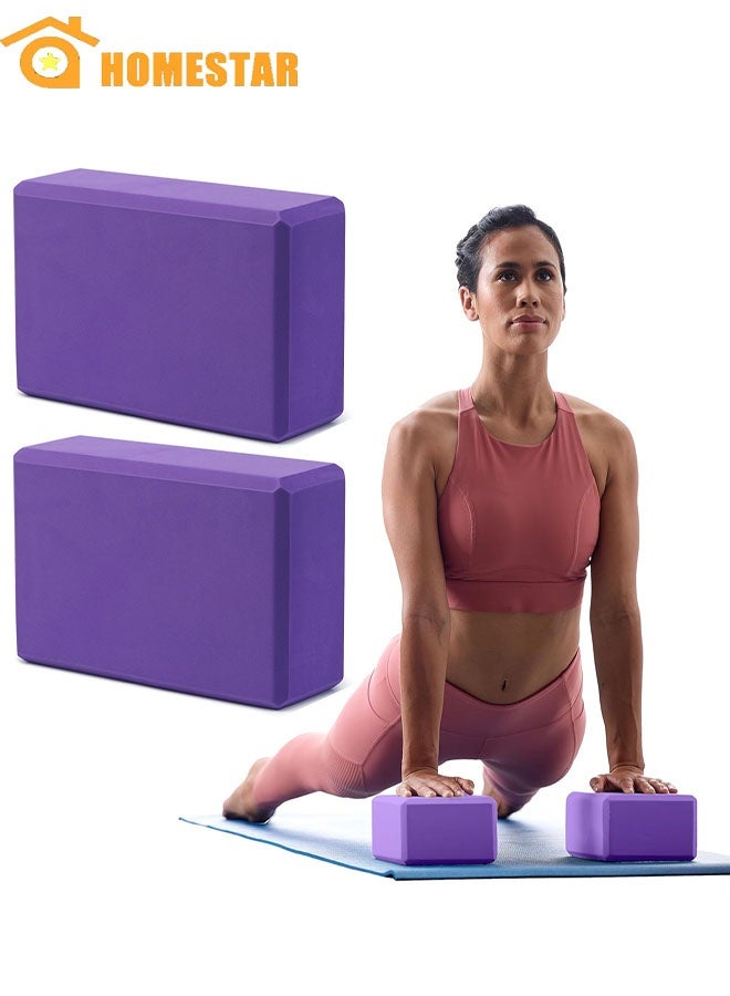 هومستر 2 قطع يوغا كتلة، دعم إيفا الرغوة، الرغوة السطحية الناعمة وغير الانزلاق لليوغا، بيلاتس، التأمل، الأرجواني - Image 1