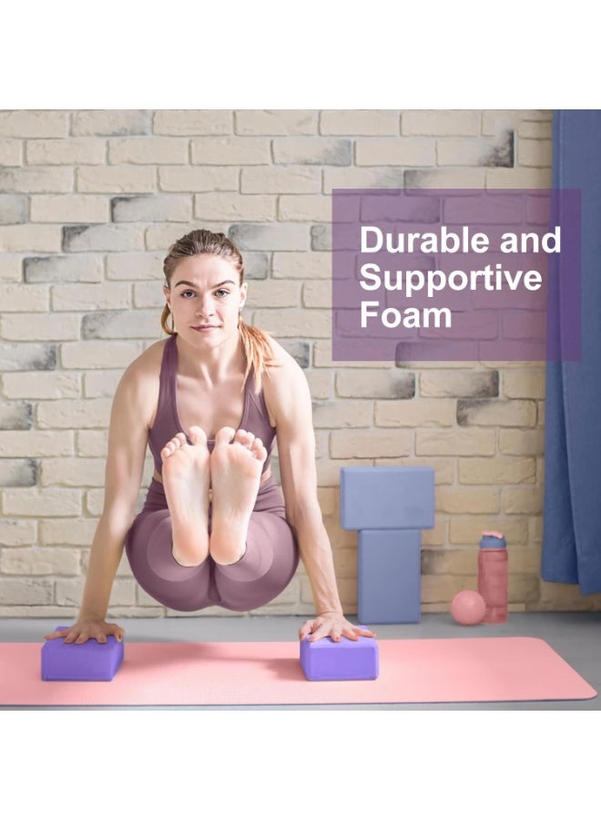 هومستر 2 قطع يوغا كتلة، دعم إيفا الرغوة، الرغوة السطحية الناعمة وغير الانزلاق لليوغا، بيلاتس، التأمل، الأرجواني - Image 4