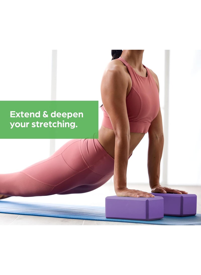 هومستر 2 قطع يوغا كتلة، دعم إيفا الرغوة، الرغوة السطحية الناعمة وغير الانزلاق لليوغا، بيلاتس، التأمل، الأرجواني - Image 2