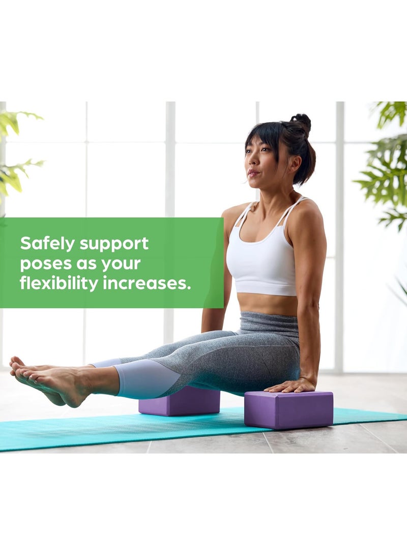 هومستر 2 قطع يوغا كتلة، دعم إيفا الرغوة، الرغوة السطحية الناعمة وغير الانزلاق لليوغا، بيلاتس، التأمل، الأرجواني - Image 3