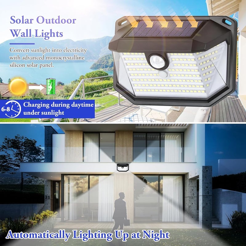 Brightever Solar Outdoor Lights, 2-Pack Super Bright 178 LEDs Motion Sensor Wall Light with 270° Wide Angle & 3 Modes - Image 2