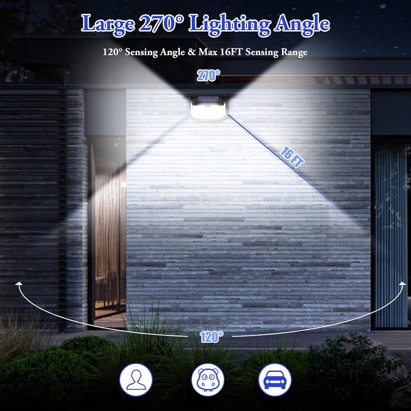 Brightever Solar Outdoor Lights, 2-Pack Super Bright 178 LEDs Motion Sensor Wall Light with 270° Wide Angle & 3 Modes - Image 4