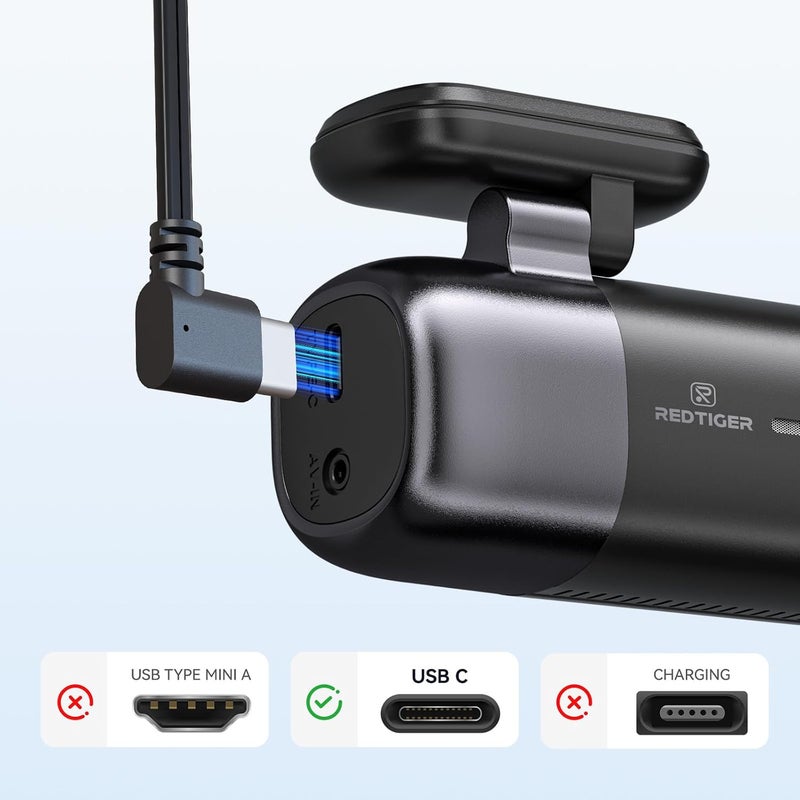 كابل طاقة من سلسلة REDTIGER بطول 11.5 قدم من نوع USB Type-C لكاميرات داش كام، للطاقة فقط، بدون وظيفة نقل بيانات - Image 4
