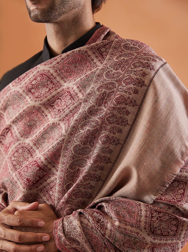 Pashmoda Men Shabnam Jamawar Shawl (Size: 101x203 Cm), Black Color - Image 3