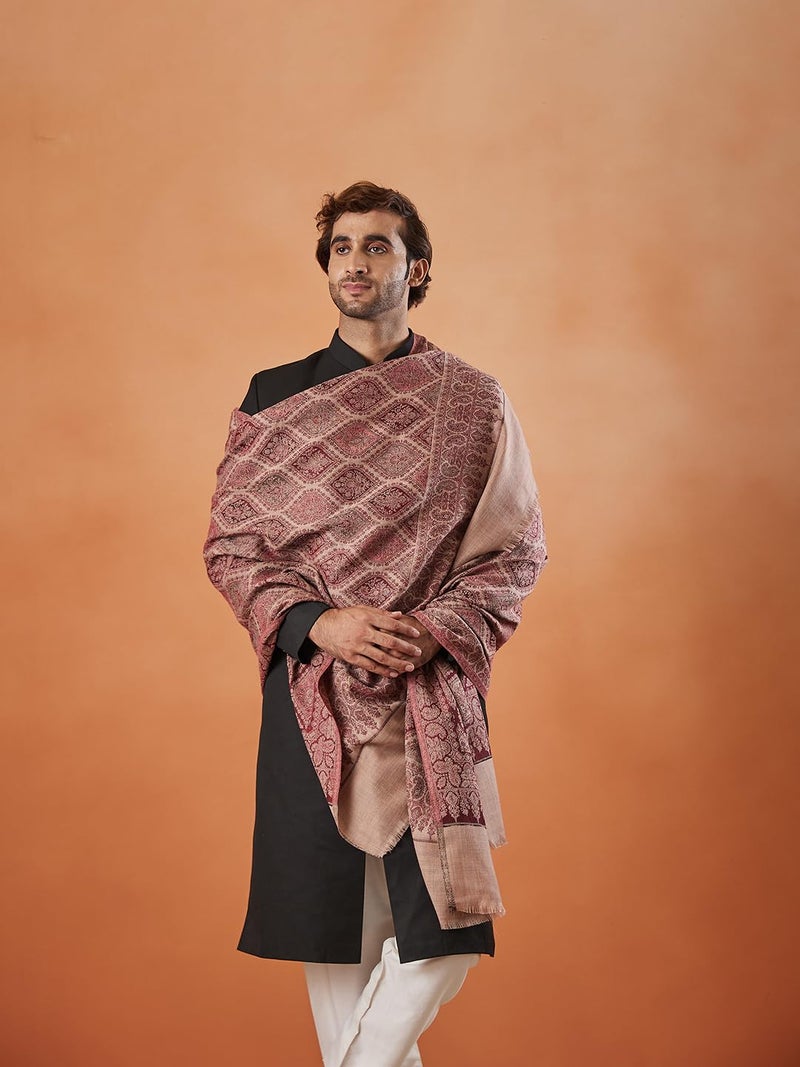 Pashmoda Men Shabnam Jamawar Shawl (Size: 101x203 Cm), Black Color - Image 2
