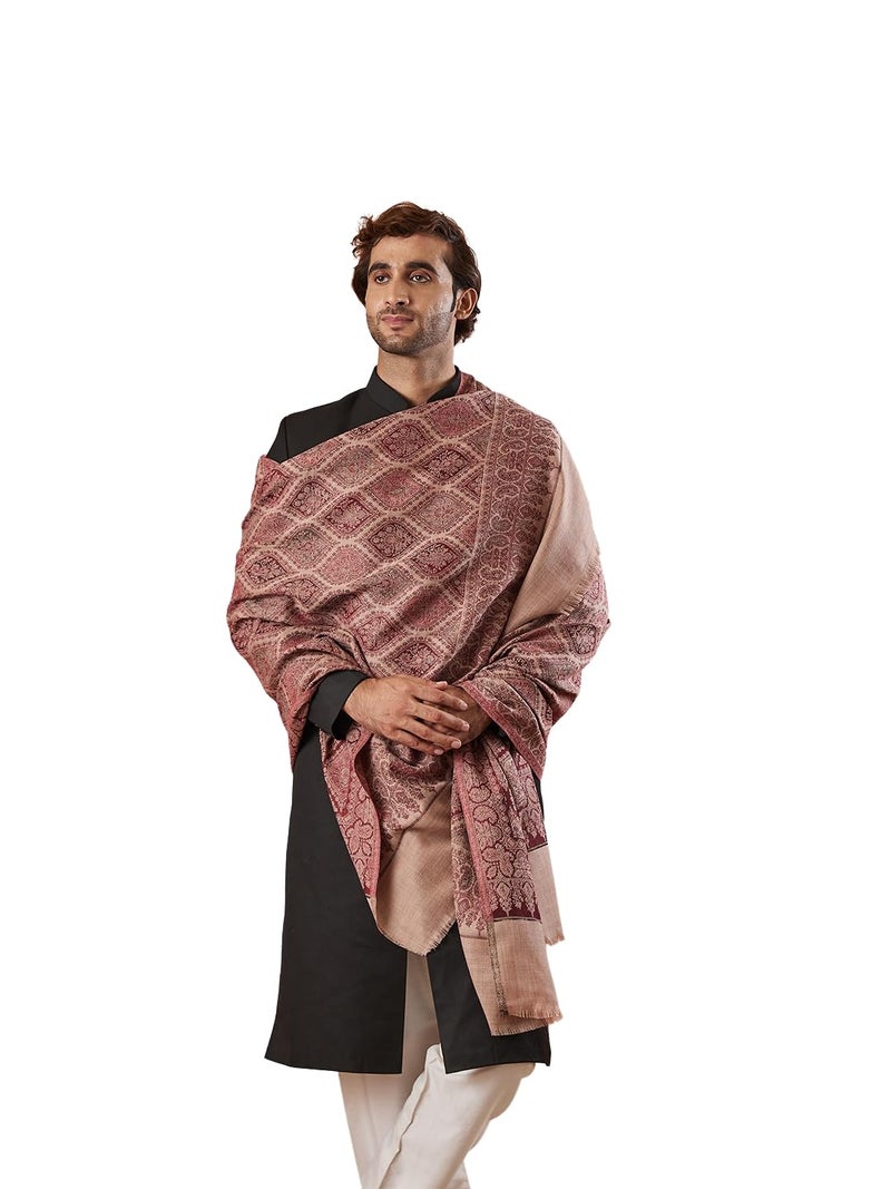 Pashmoda Men Shabnam Jamawar Shawl (Size: 101x203 Cm), Black Color - Image 1