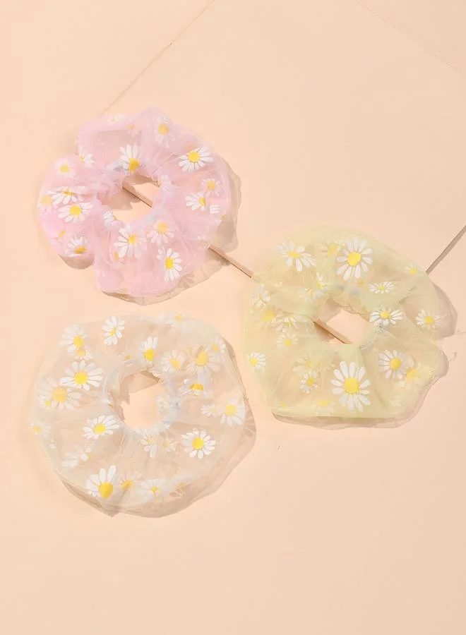 Take Two Set of 3 - Flower Hair Scrunchies