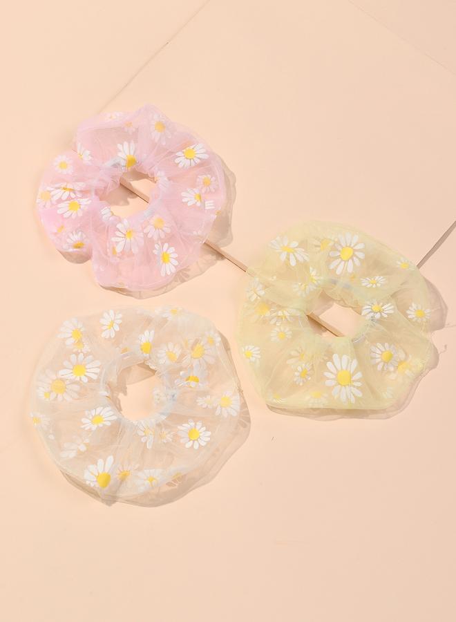 Take Two Set of 3 - Flower Hair Scrunchies - Image 1