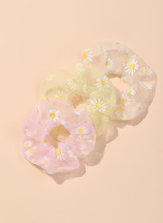 Take Two Set of 3 - Flower Hair Scrunchies - Image 3