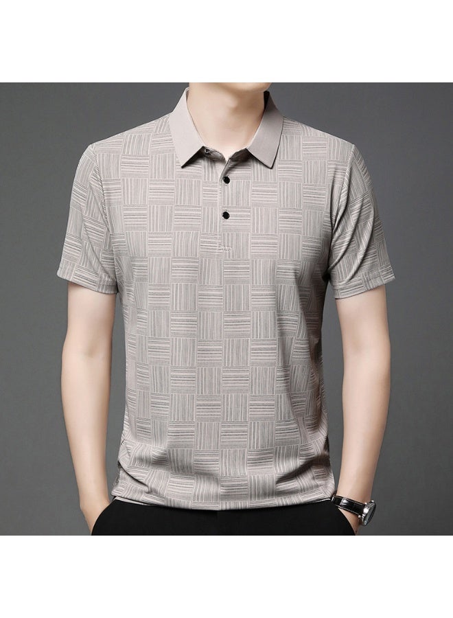 Men's  Printed Business Casual Short Sleeved POLO Shirt Fashion Short Sleeved Comfortable and Breathable Top - Image 2