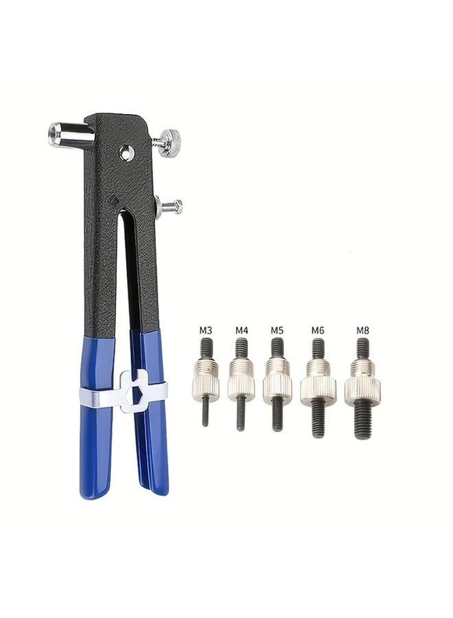 6pcs Universal Threaded Insert Hand Riveter Gun Kit with M3 M4 M5 M6 M8 Mandrel - Image 1