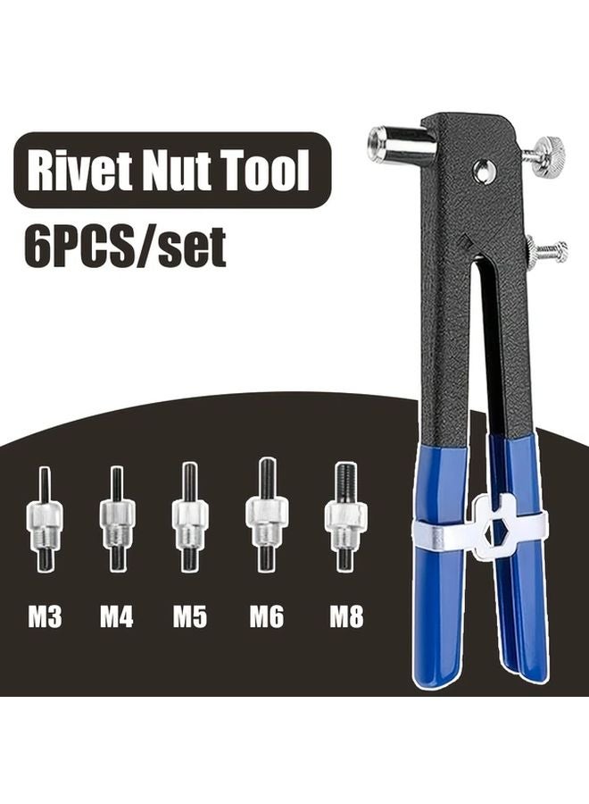 6pcs Universal Threaded Insert Hand Riveter Gun Kit with M3 M4 M5 M6 M8 Mandrel - Image 2