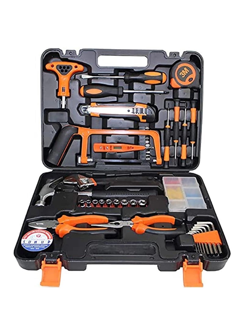 LOOPITYS - 82 piece tool kit, regular household car repair manual tool kit, with plastic tool box storage box socket and socket wrench kit - an excellent gift for beginners and college students - Image 1