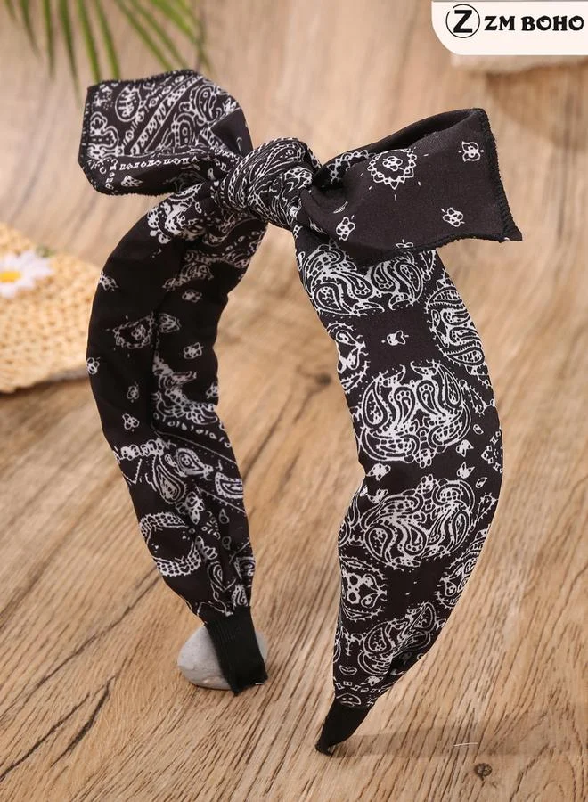 Take Two Take Two Graphic Printed Bow Headband