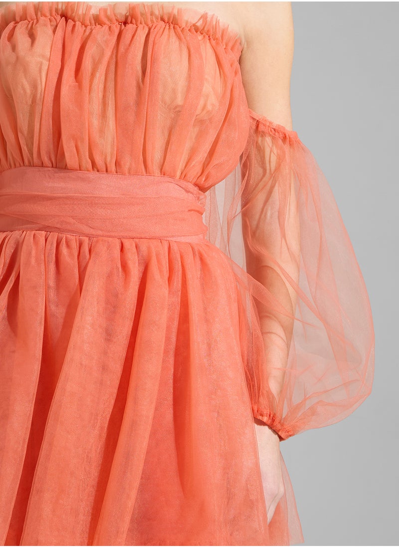 True Decadence - Balloon Sleeve Ruffle Dress - Image 1