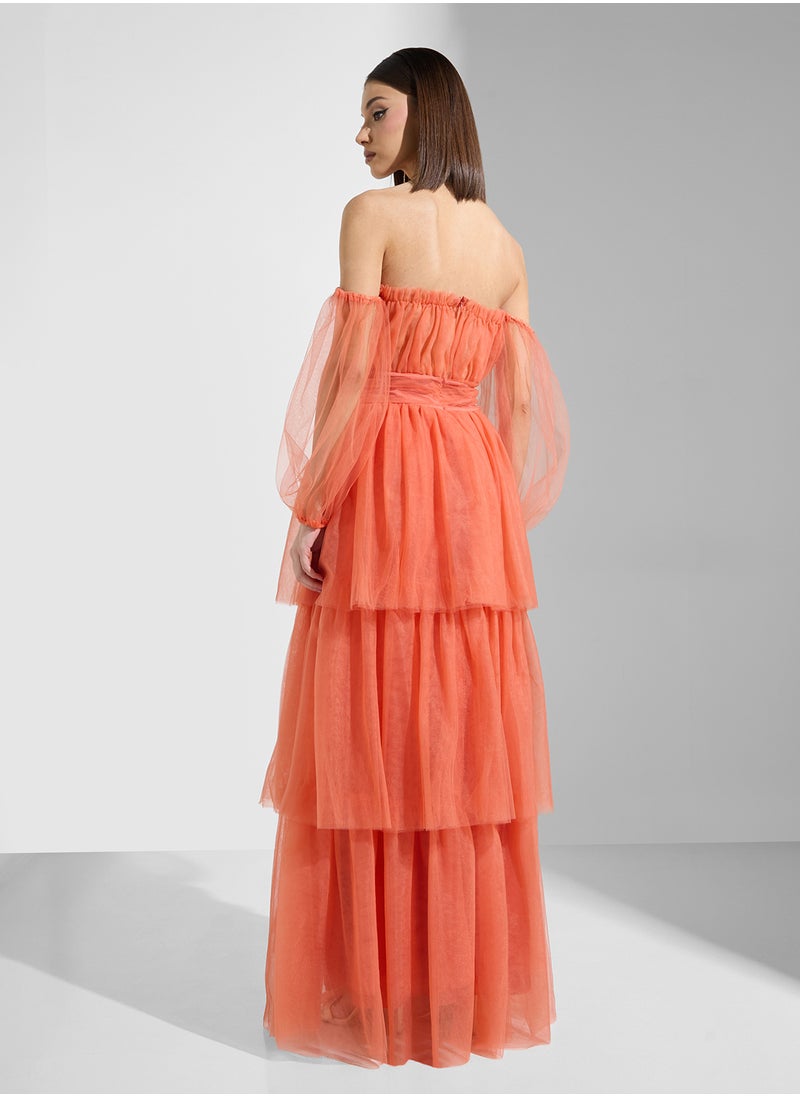 True Decadence - Balloon Sleeve Ruffle Dress - Image 1