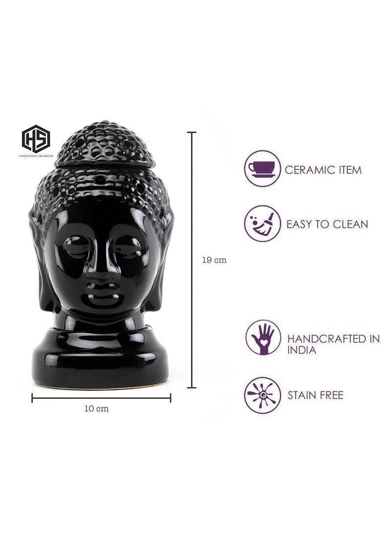 HS HINDUSTANI SAUDAGAR HS Hindustani Saudagar Budha Shape Black Electric Aroma Oil Burner Tea Light Lamp  - Image 4