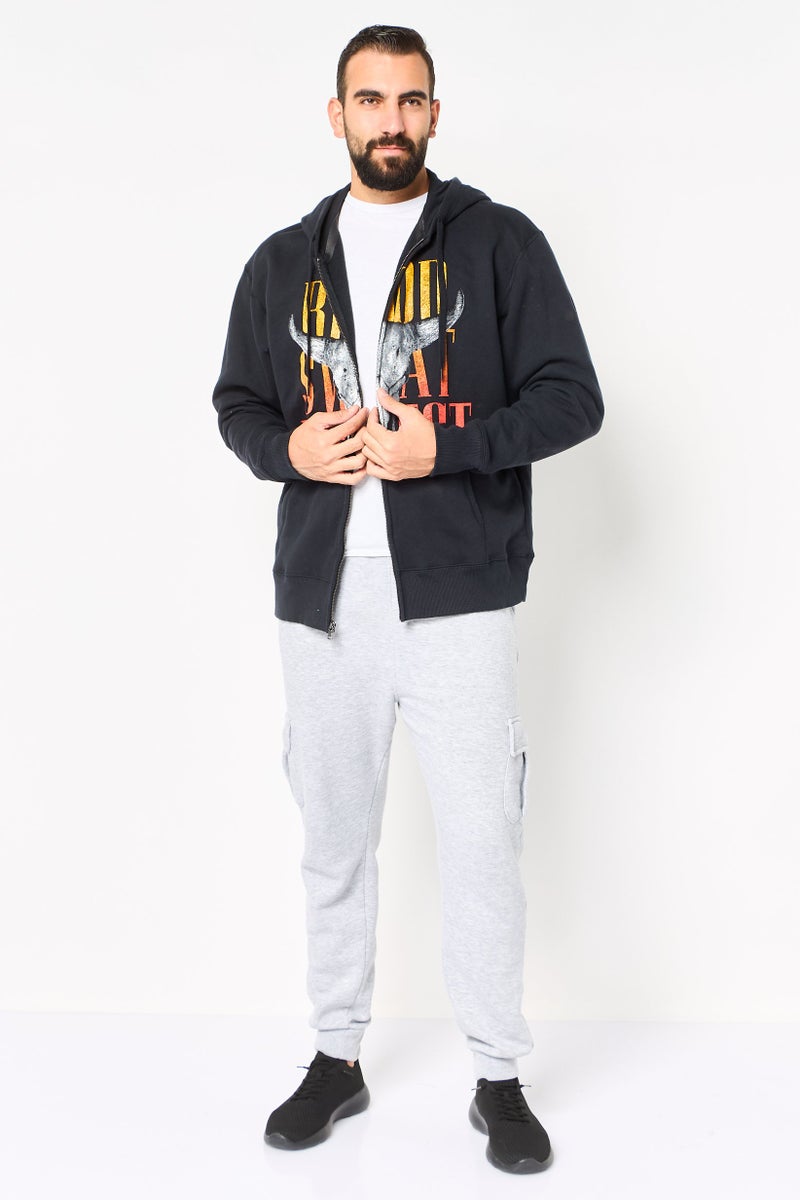 UNDER ARMOUR سويت شيرت خارجي بأكمام طويلة فضفاضة للرجال من أندر أرمور × مشروع روك، أسود - Image 3