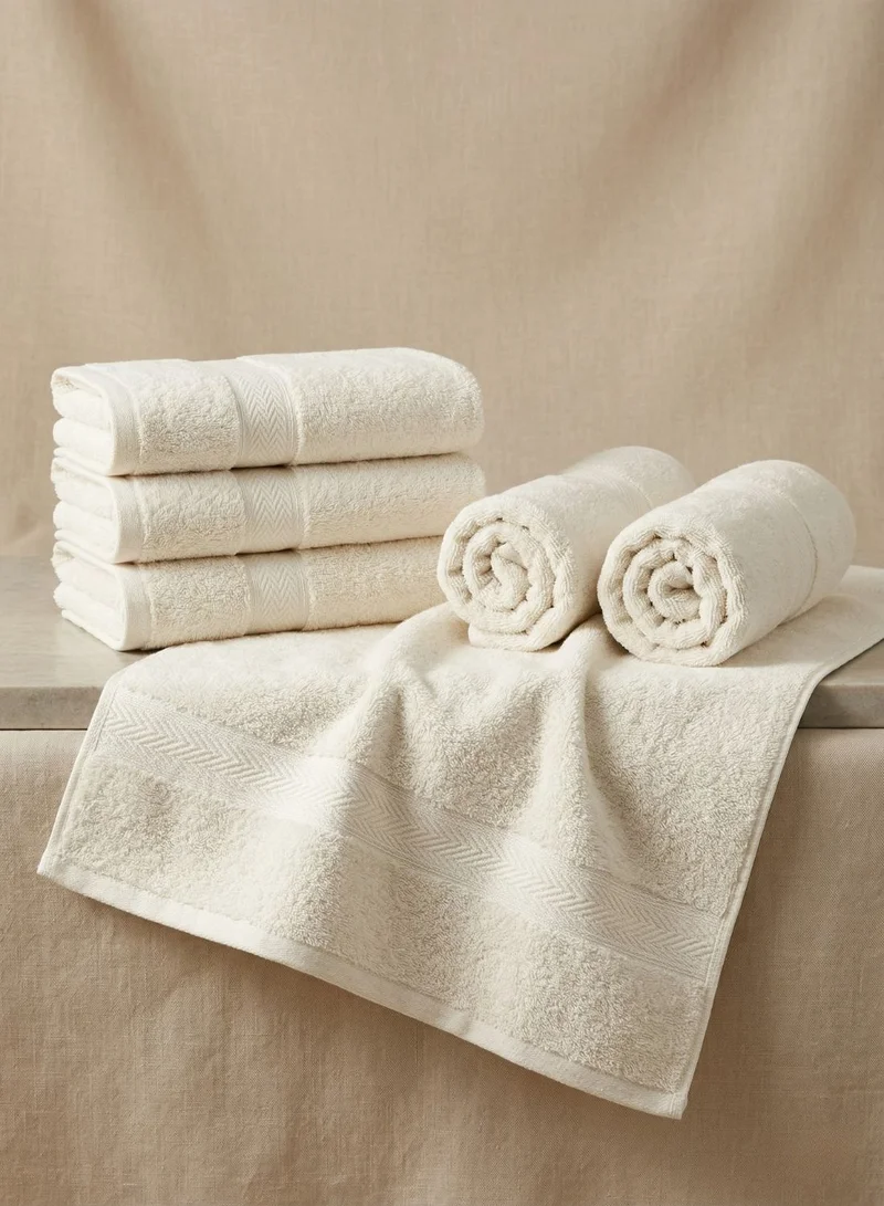 1Chase Vanilla Luxury Hand Towels Cotton Hotel spa Bathroom Towel 16x30 Set Of 6 Vanilla/Off-White  | Best Price UAE