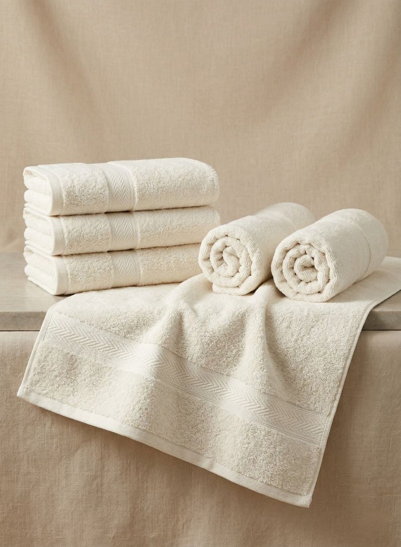 1Chase Luxury Hand Towels Cotton Hotel spa Bathroom Towel 16x30 Set Of 6 Vanilla/Off-White - Image 5